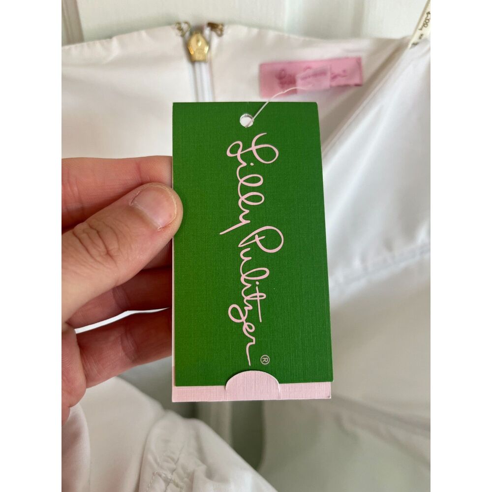 Lilly Pulitzer Angela Seeing Pink Elephants Strapless Sweetheart Dress SZ 10 NWT - Picture 7 of 13